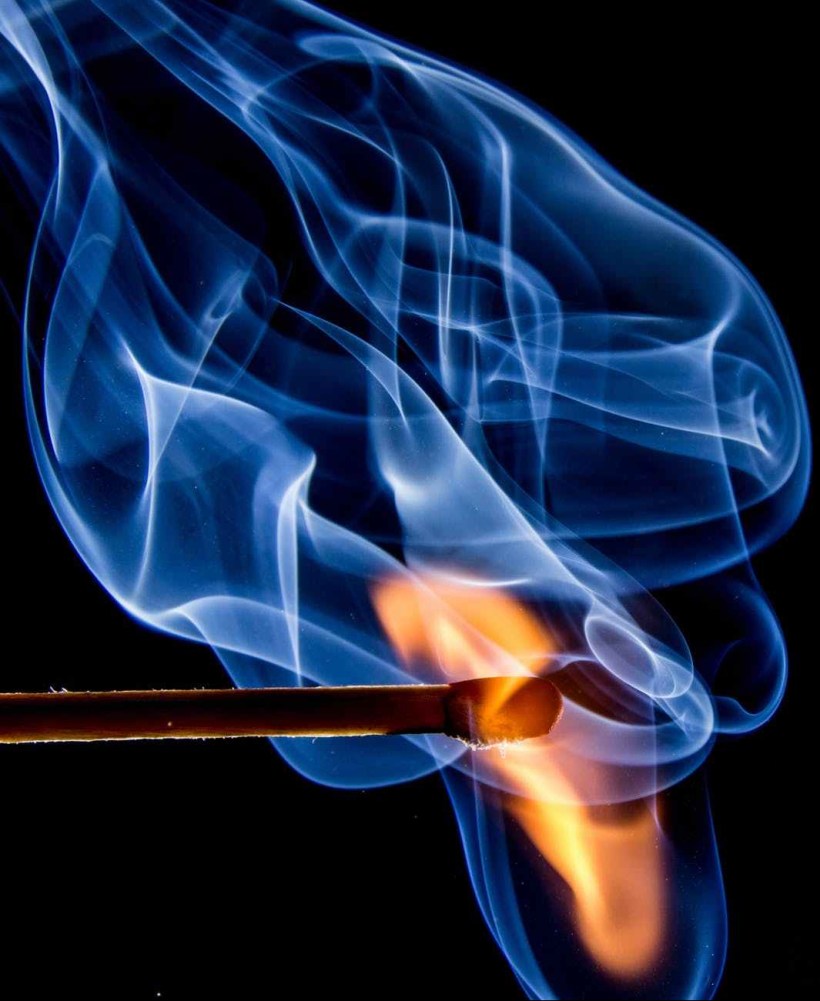 blue and yellow flame painting