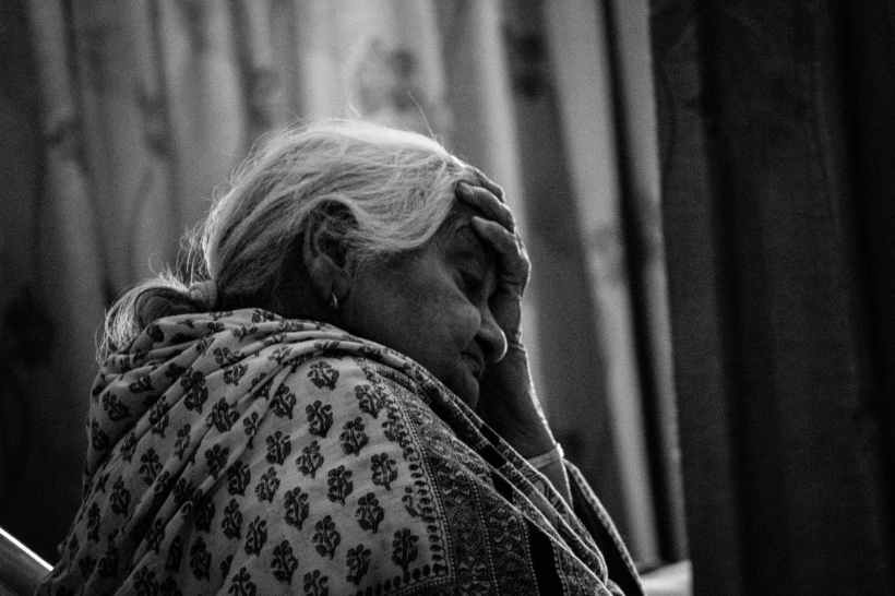 black and white person woman old